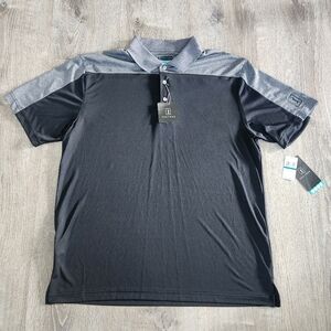 NWT PGA Tour Short Sleeve Polo Athletic Shirt Men's XL Extra Large Black & Grey